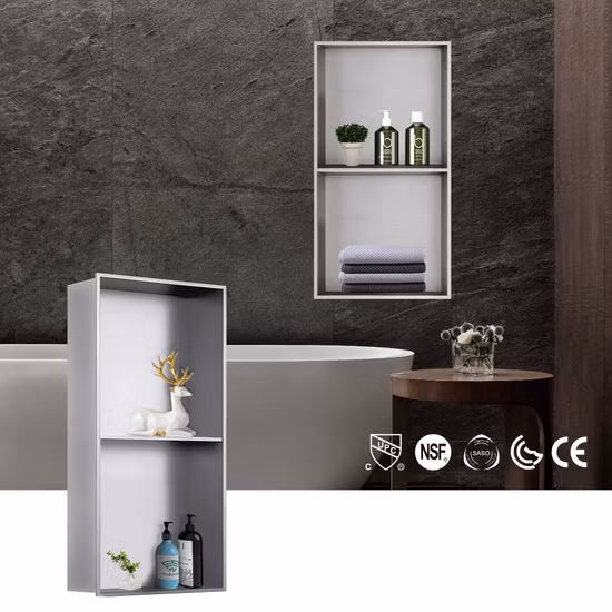 Customized 304 Stainless Steel Single Double Three Black Gold Bathroom Shower Niche