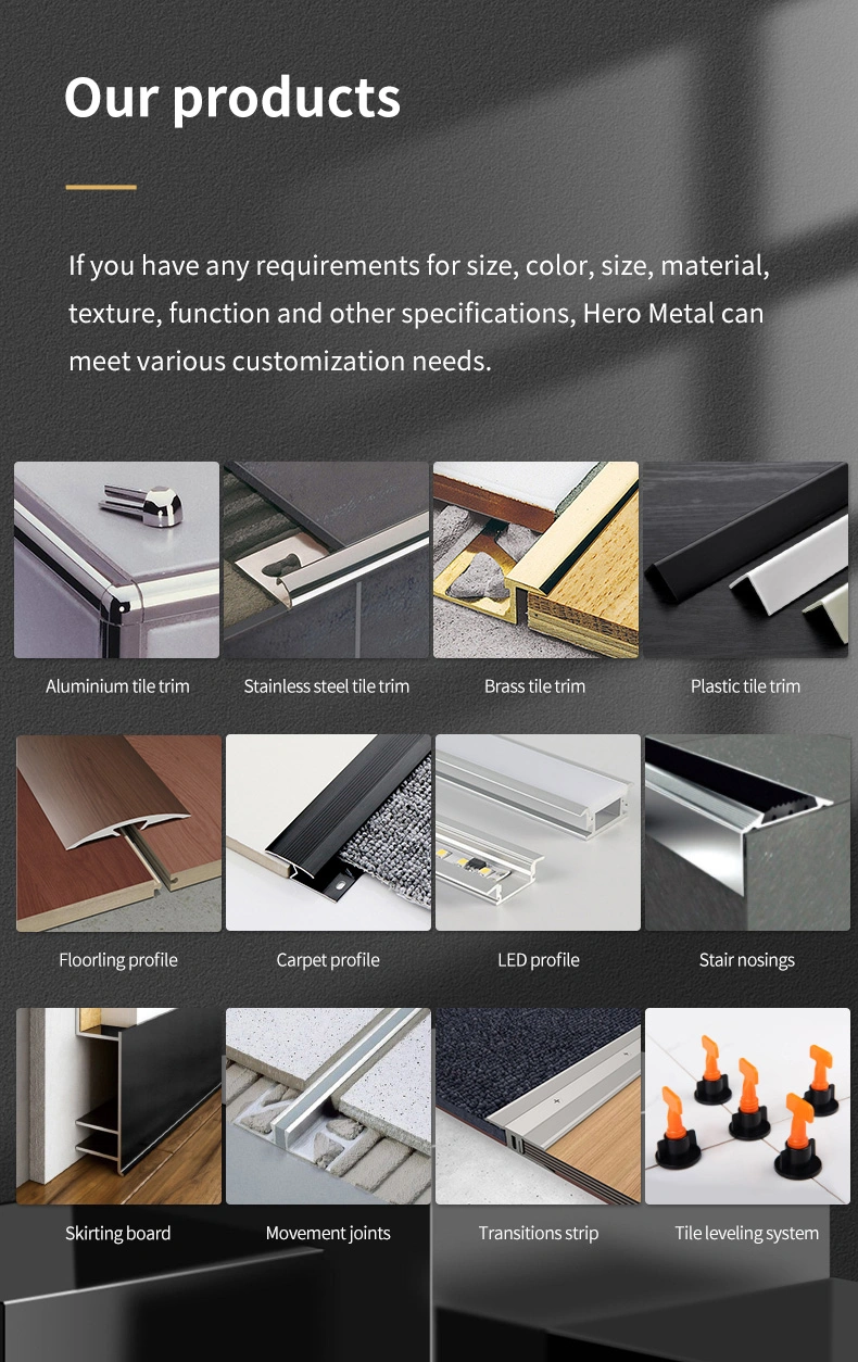 Foshan Low Price Wholesale Ceramic Tile Accessories Stainless Steel Profile Square Tile Trim